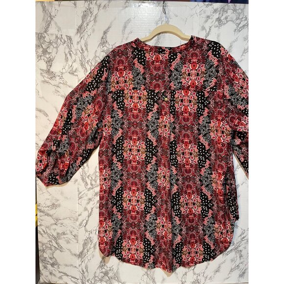 Cato Women's Floral Print V-Neck Blouse 3/4 Sleeve Size 22/24 Multicolor - Picture 7 of 10